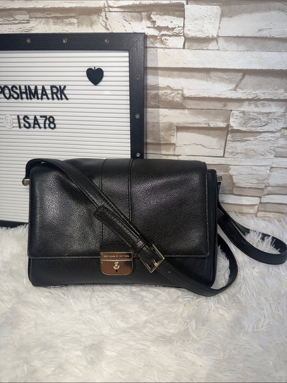 KATE SPADE NEW YORK  Milna Lovett Street Black Leather Cross Body Bag